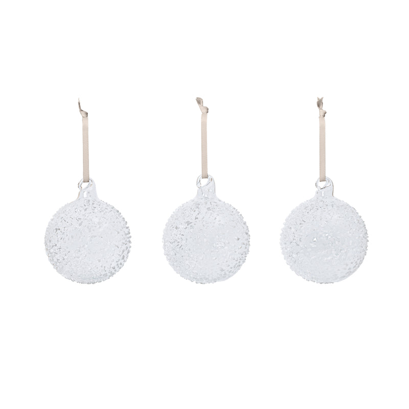Ferm Living - Flurry Weihnachtskugel, Glas (3er-Set) | Medium / white