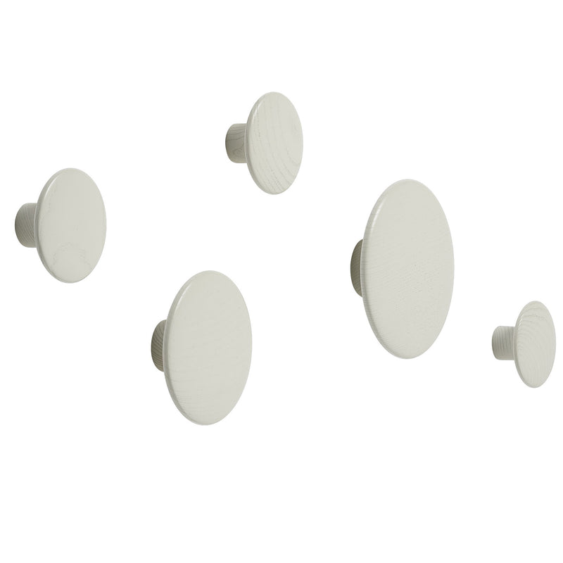 Muuto - Wandhaken The Dots Wood 5er-Set | off-weiß