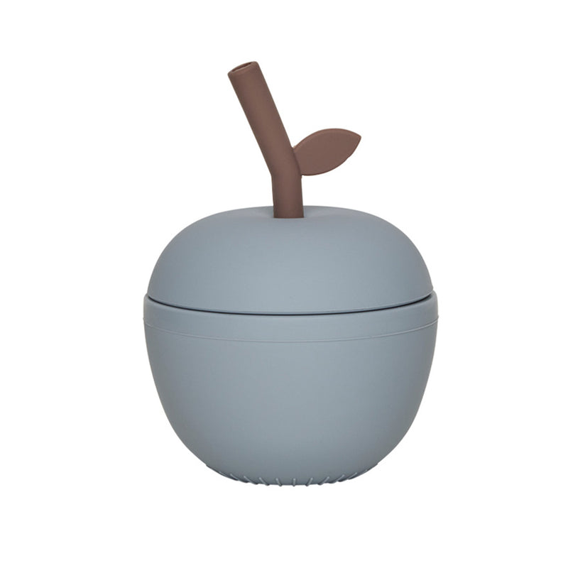 OYOY - Apfel Becher mit Strohhalm | dusty blue