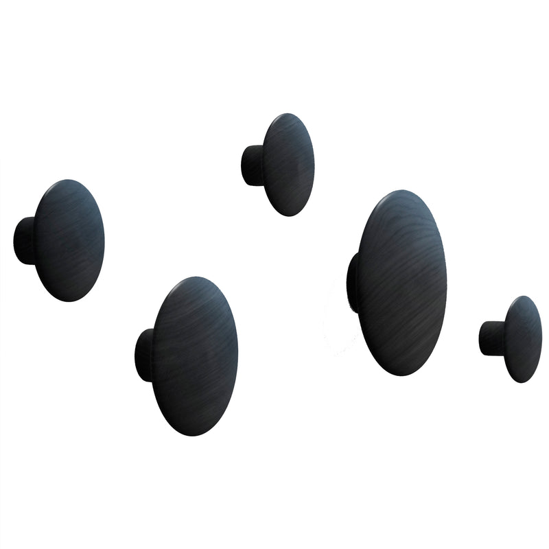 Muuto - Wandhaken The Dots Wood 5er-Set | schwarz