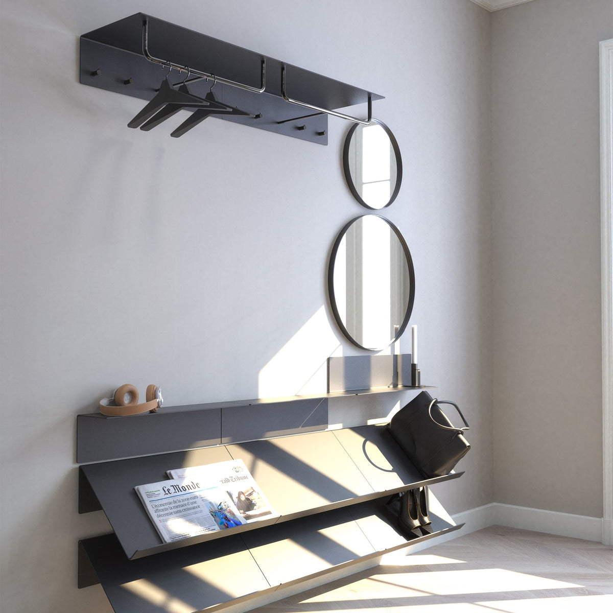 Frost - Unu Wandgarderobe mit Haken und Stange