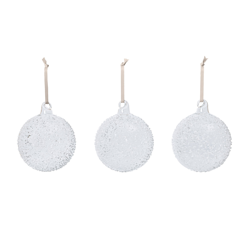 Ferm Living - Flurry Weihnachtskugel, Glas (3er-Set) | Large / white