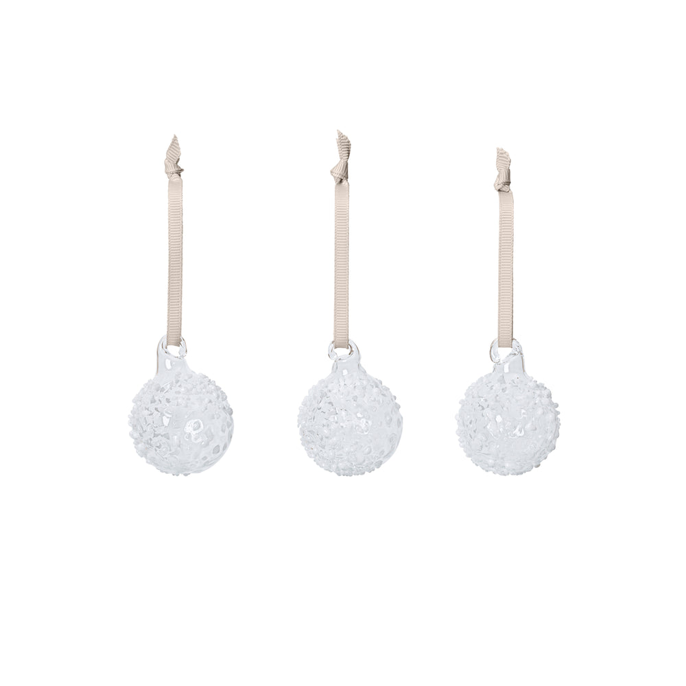 Ferm Living - Flurry Weihnachtskugel, Glas (3er-Set) | Small / white