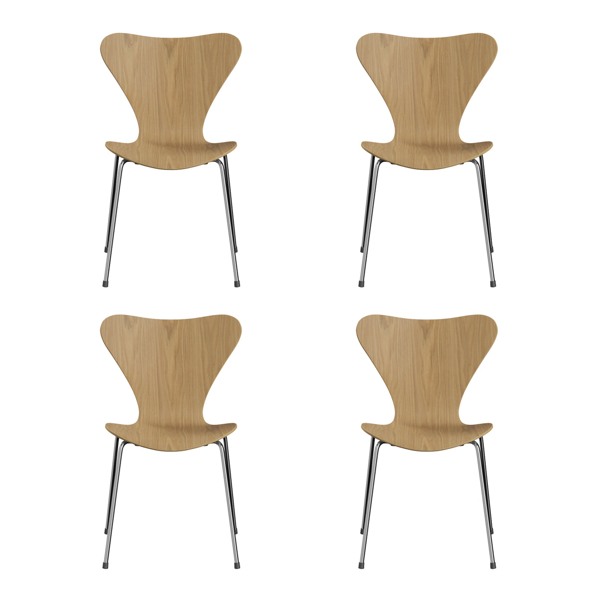 Fritz Hansen - Serie 7 Stuhl Chrom (4er-Set) | Chrom / Eiche natur