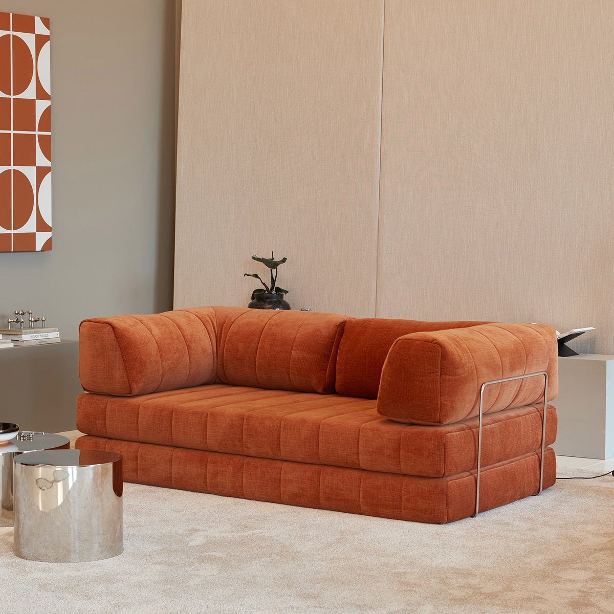Innovation Living - Cozypad Schlafsofa, 2 L-förmige Rückenpolster | rust orange (Stoff 412 Esina)