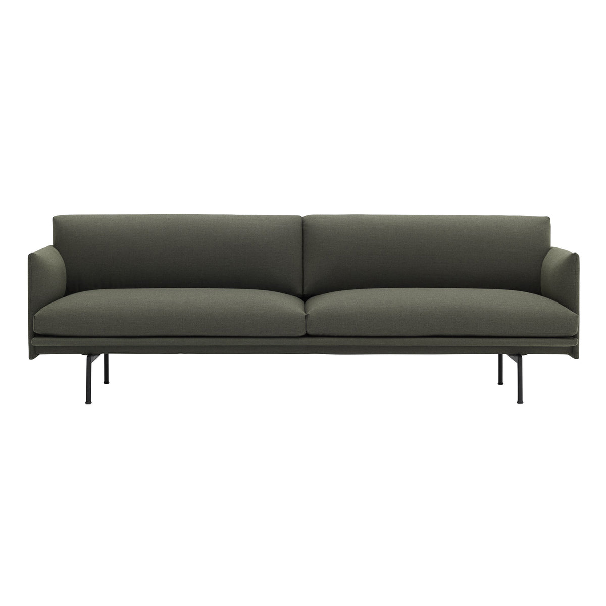 Muuto - Outline Sofa 3-Sitzer | Fiord grün (961) / schwarz
