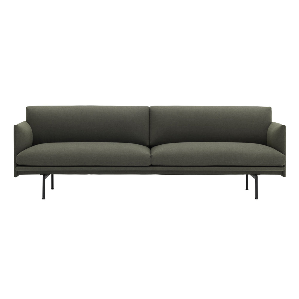 Muuto - Outline Sofa 3-Sitzer | Fiord grün (961) / schwarz