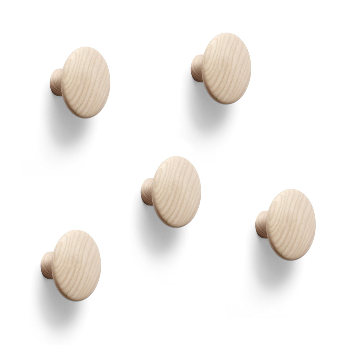 Muuto - Wandhaken The Dots Wood 5er-Set | Eiche natur