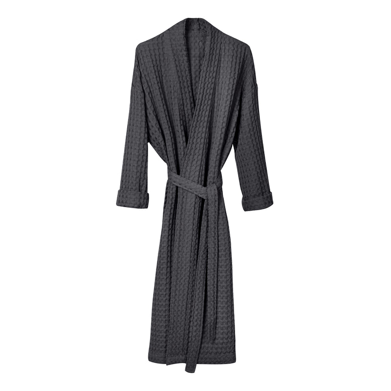 The Organic Company - Big Waffle Bademantel | M / L / dunkelgrau, S / M / dunkelgrau