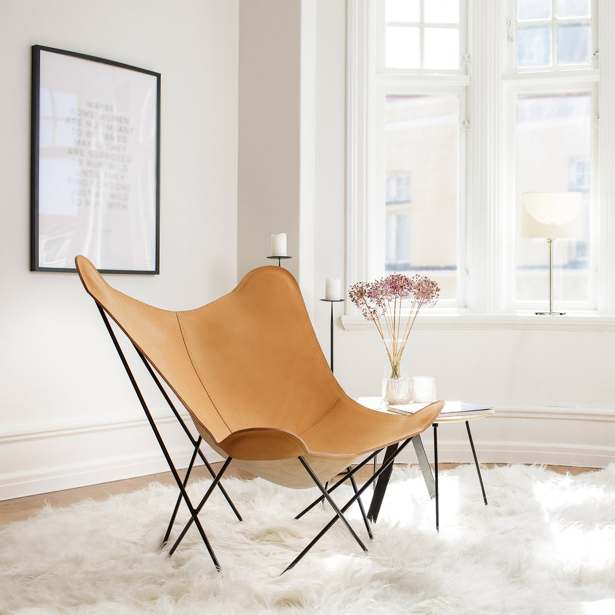 cuero - Pampa Mariposa Butterfly Chair | Crude Nature/schwarz