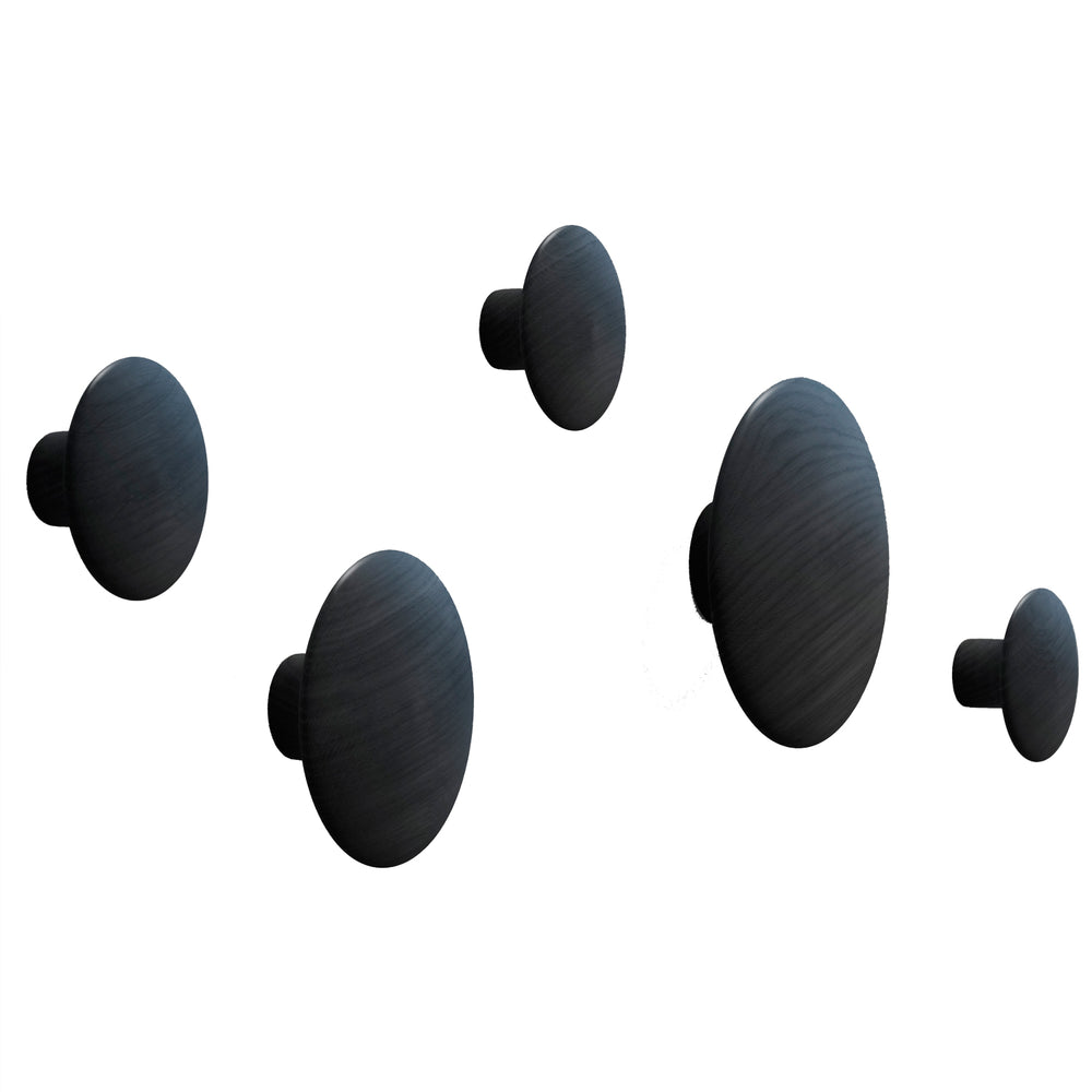 Muuto - Wandhaken The Dots Wood 5er-Set | schwarz